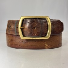 Vintage Hand Tooled Brown Leather Western Belt - Size 36