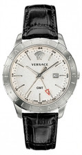 Versace Watch Univers VEBK00918 Steel 43mm White Dial Swiss Quartz Black Leather