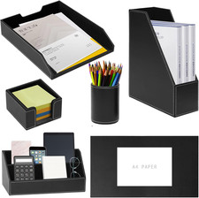 Set Scrivania Ufficio Pelle Pu,Organizzatori Da Scrivania 6 Pezzi,Incluso Blocco