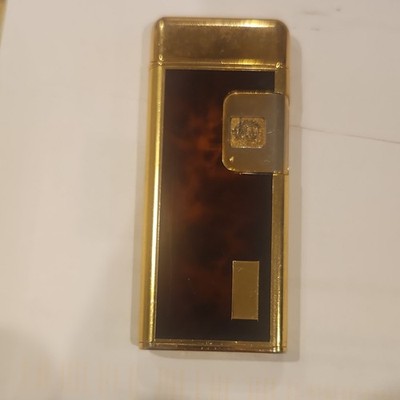 Gold & Brown Tone  Collibri made in Japan Pocket Lighter with Brown Panel Inlay