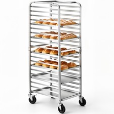 VEVOR 20 Sheet Commercial Bun Pan Rack Kitchen Aluminum Baking Racks Brake Wheel