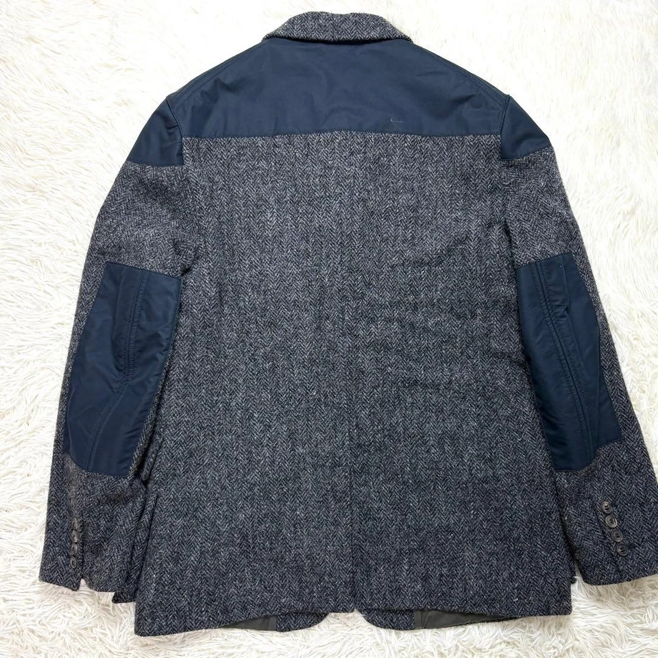 Nigel Cabourn Harris Tweed Mallory Jacket XL 50 Herringbone Wool Navy Gray F/S - Image 4 of 4