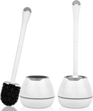 Toilet Bowl Brush and Holder, Toilet Scrubber 2 Pack with Long Handle, Easy to H