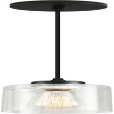 Modern Black Farmhouse Pendant Light with Glass Shade,Industrial Pendant Lightin