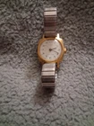 Vintage Timex Silver & Gold Tone Womans Classic Stretch Watch Two-Tone