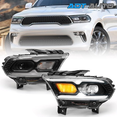 #ad #ad Pair Black LED DRL Headlight w Halogen Turn Signal For Dodge Durango 2021 2024 $295.99