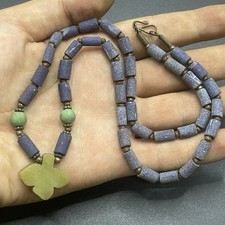 Ancient Roman Lapis Lazuli Stone Beads With Rare Jade Amulet Wonderful Necklace