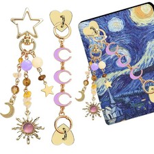 Sun Moon Charm Set for Kindle -Reader, Y2K Purse Backpack Accessory