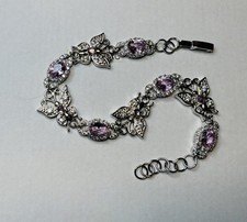 PINK TOPAZ BUTTERFLY BRACELET -  13.1ctw - SILVER SETTING - WRIST SIZE 7.5” !!!