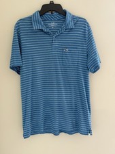 Vineyard Vines Men's Blue White Striped Polo Shirt Short Sleeve Size M Logo