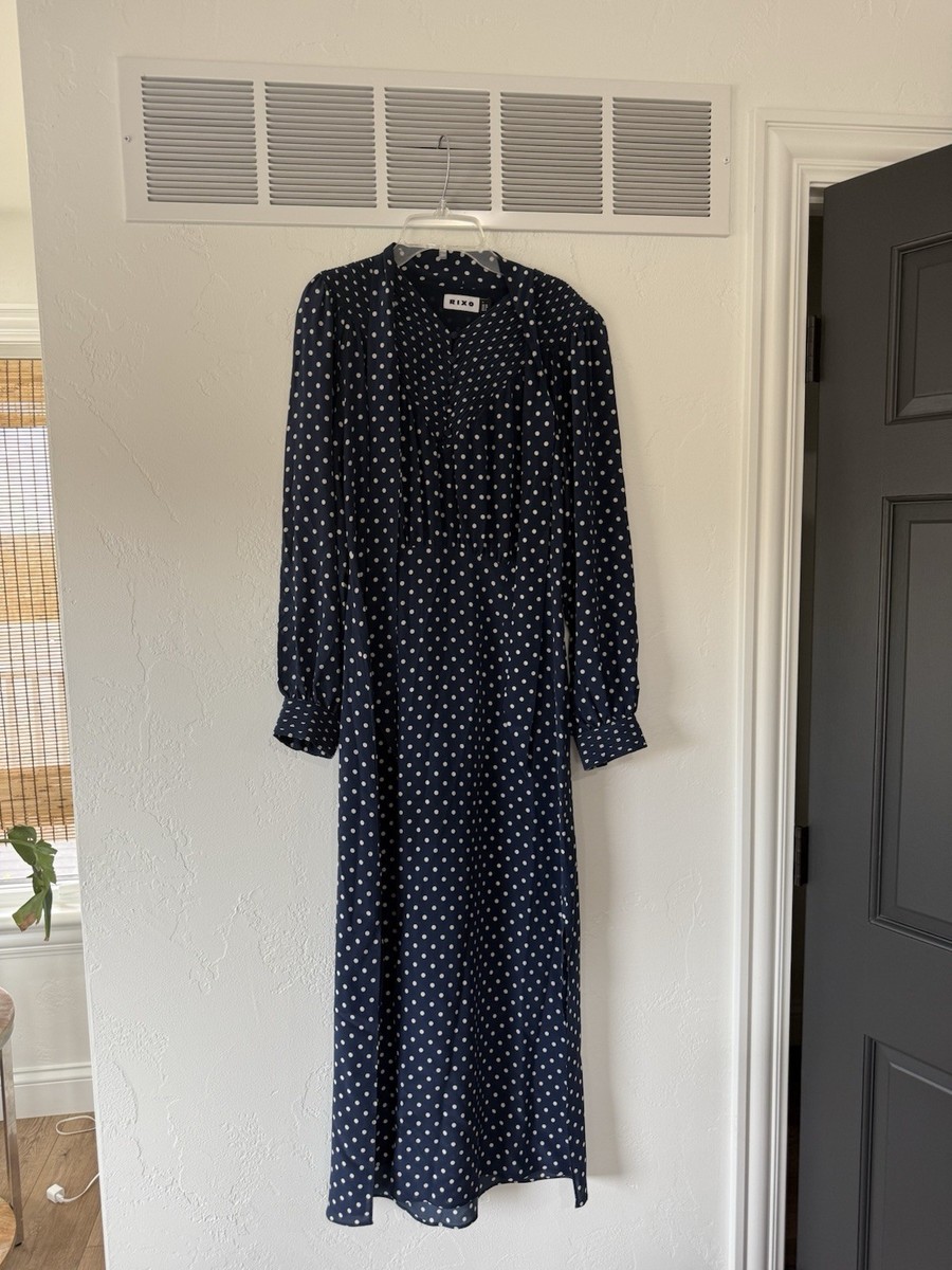 knee length dresses for ladies Rixo Midi Dress Camellia Floral Print Pleated Silk Size Small Long Sleeve V-Neck main image 0