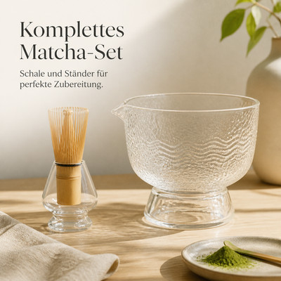 Matcha Schale aus Glas, hitzebeständige japanische Matcha Bowl für 1 2 Personen