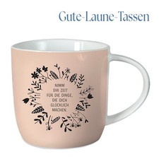 XL Kaffeebecher 300ml Glücklich machen Motiv Kaffee-Tasse Kaffee-Pott Tee-Becher