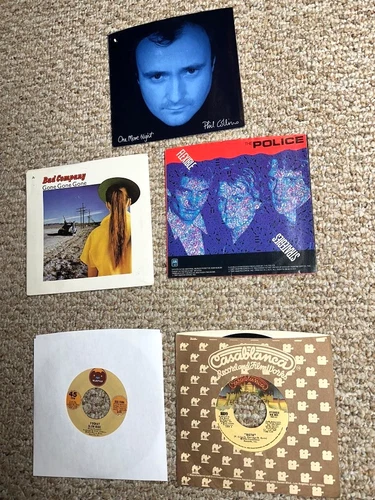 RARE LOT 70's 80's Rock Prog Glam Hair 45's incl KISS + some Picture Sleeves