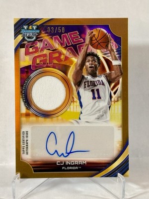 2025-26 Bowman U Best CJ Ingram Game Graphs Patch Auto Gold /50 Florida Gators