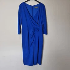 Bombshell London Colbolt Blue Sleeved Wrap Dress Size 18 Excellent Condition