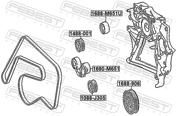 FEBEST 1690-OM651 Belt Tensioner, V-ribbed belt for ,MERCEDES-BENZ,MERCEDES-BENZ