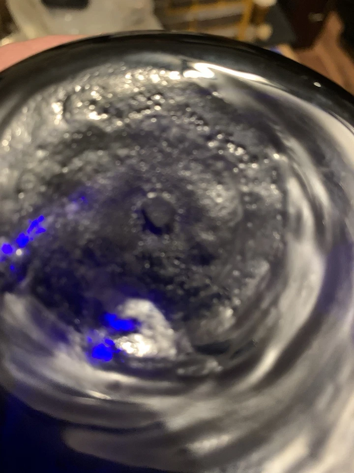 19th century Italian Murano Cobalt Blue Glass 24K Gold Enamel Decanter signed - Image 4 of 4