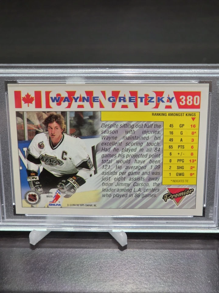 1993 94 O-Pee-Chee Premier Wayne Gretzky Los Angeles Kings #380 PSA Grade 8 - Image 4 of 4