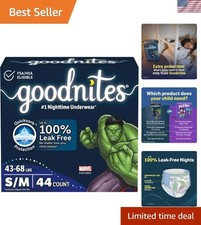 Nighttime Bedwetting Underwear for Boys, Leak-Free, Multi-Colored, 44 Ct