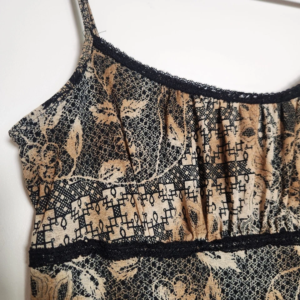 Vestido Midi Babydoll Studio Y De Colección Y2K Malla L Floral Marrón Goblincore Hada Grunge Foto 3 de 4