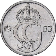 Schweden, Carl XVI Gustaf, 25 &Ouml;re, 1983, Kupfer-Nickel, SS+, KM:851