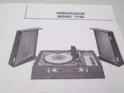 #ad Sams Photofact Folder Radio Parts Manual Ambassador Model 7746 Record Changer $14.95