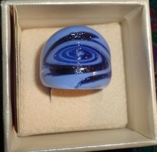 MURANO VENETIAN GLASS LAMPWORK RING GENUINE ITALIAN ARTWORK - BLUE, PURPLE, GOLD
