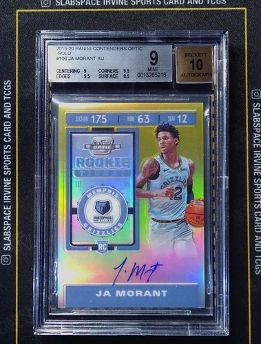 2019-20 CONTENDERS OPTIC ROOKIE TICKET AUTO JA MORANT GOLD 07/10 BGS 9