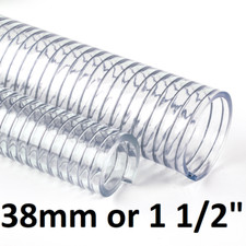 38mm 1 1/2" PVC WIRE REINFORCED SUCTION & DELIVERY HOSE NON TOXIC STEEL 10cm 30m