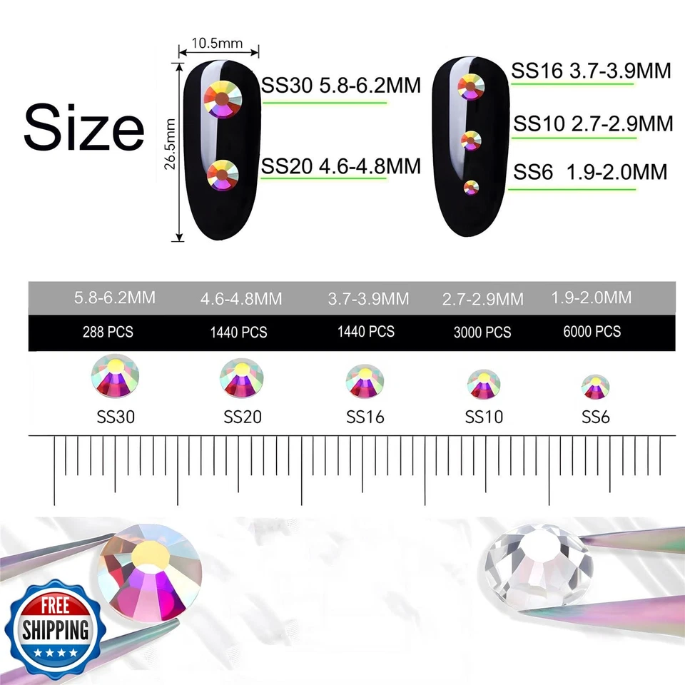 Hotfix Rhinestones Flatback Glass Rhinestone 288PCS SS30 5.8-6.2MM Round Gems - Image 4 of 4