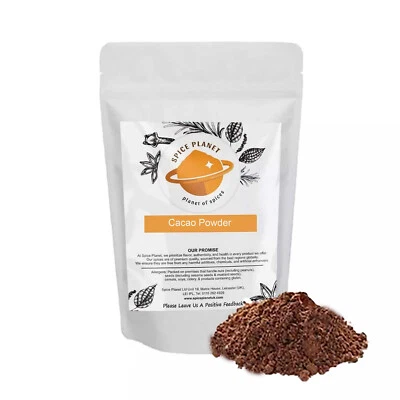 SPICE PLANET Cacao Powder Raw | Cocoa Gluten Free Food Grade Free UK P&P