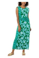 IMAN Women's Global Chic Cap-Sleeve Draped Detail Dress Green