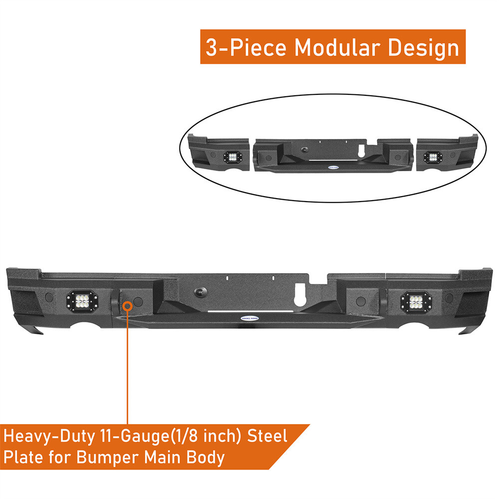 Hooke Road Rear Bumper For Dodge Ram 1500 2019 2020 2021 2022 2023 2024 2025