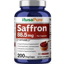 NusaPure Saffron Extract 88.5mg 200 Veggie Caps Non-GMO  Vegan 