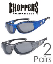 2 Pair Choppers Motorcycle Padded Foam Wind Resistant Colorful Riding Sunglasses
