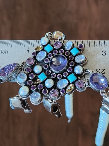 Nicky Butler Limited RAJ Collection Multi Gemstone NB Necklace 925 Sterling VTG - Picture 6 of 19
