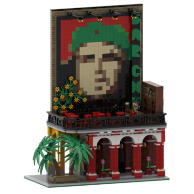 MOC: Modular Building Rooftop Bar with Mural Building Toys 1688 Pieces DIY