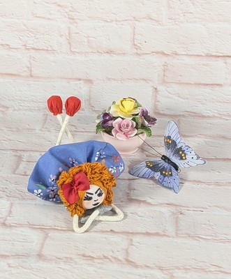 Textile Doll with Red Hair,Cotton Dress,flexible arms and legs,Handmade