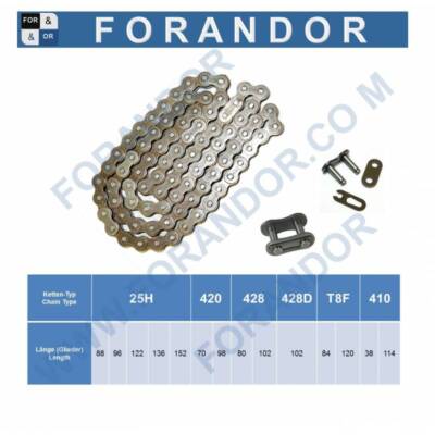 CN-420 Kette + Kettenschloss Radkette Chain Zahnradkette 420 1/16 x 1/4 Pitch 12
