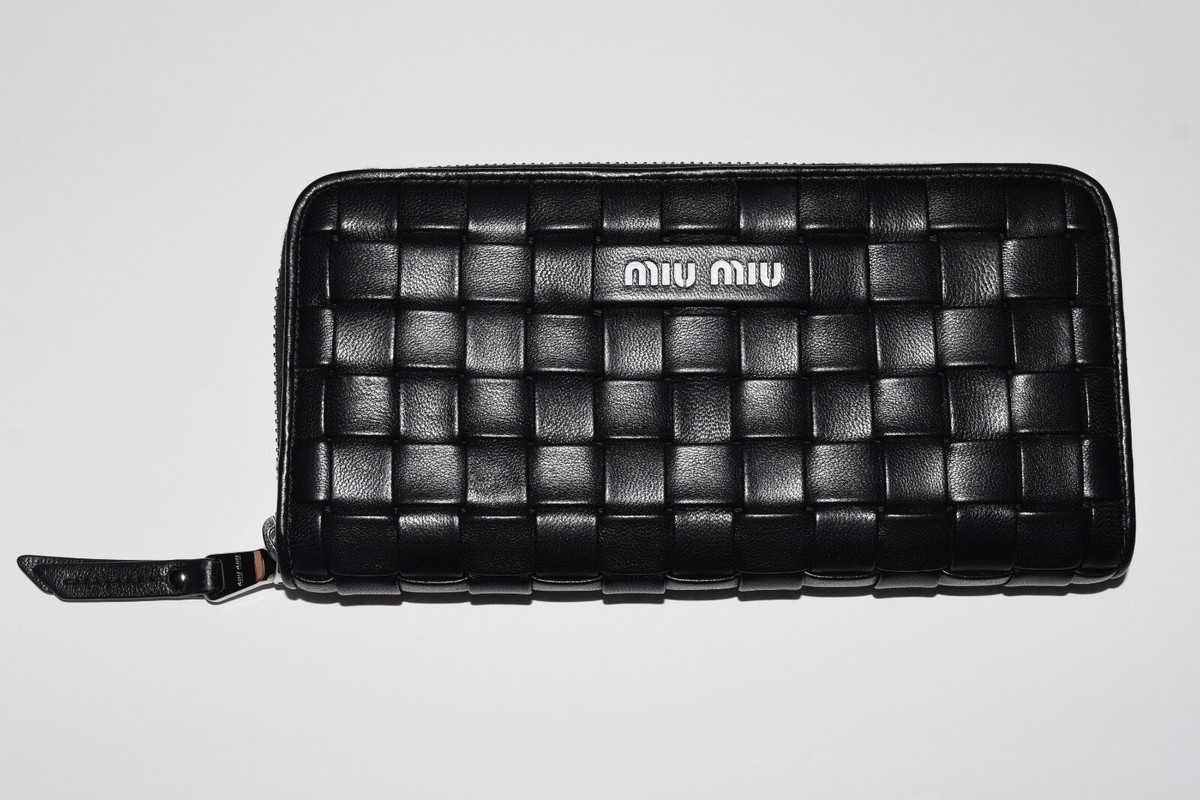 ★jureru　miumiu PORTAFOGLIO LAMPO Miu Miu Black Portafoglio Lampo Napa Intreccio Wallet | eBay