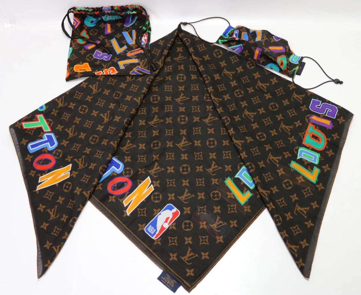 Authentic Louis Vuitton LV NBA Letters Monogram Brown Scarf and