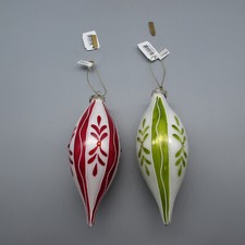 Katherines Collection CHRISTMAS BULB Red Green Glass Ornaments - Set of Two