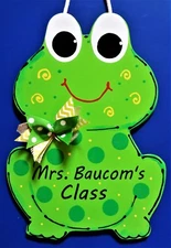 Personalize TEACHER Frog SIGN Name Plaque School Class Classroom Wall Hanger