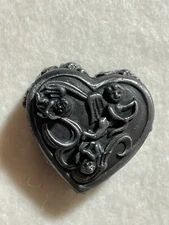 Vintage Torino Pewter Cupid Love Jewelry Necklace Brooch Earrings Box Set Decor