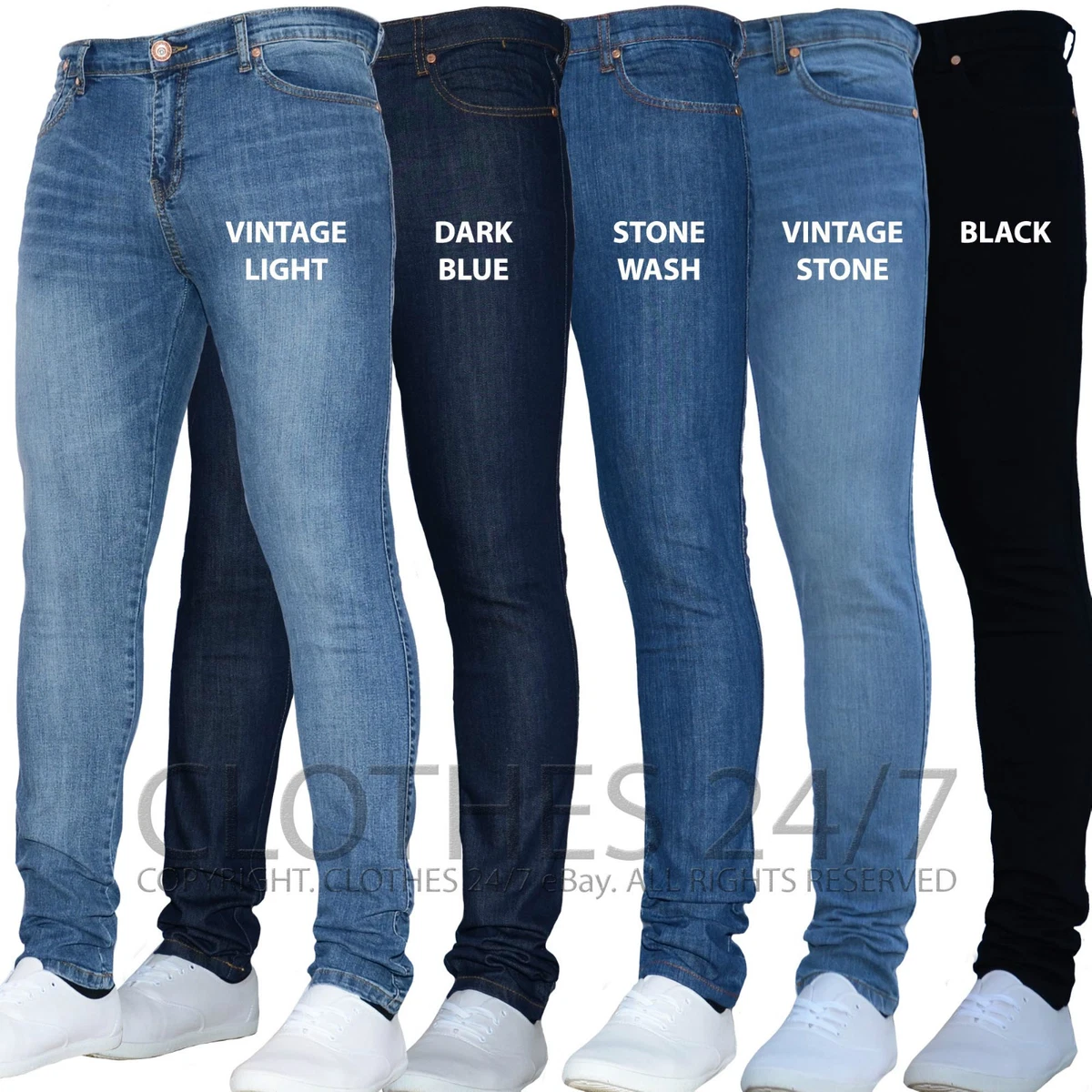 Branded Men Gray Jeans Slim Fit Dark Washed Stretchable Jean Trouser Denim  Pant | eBay