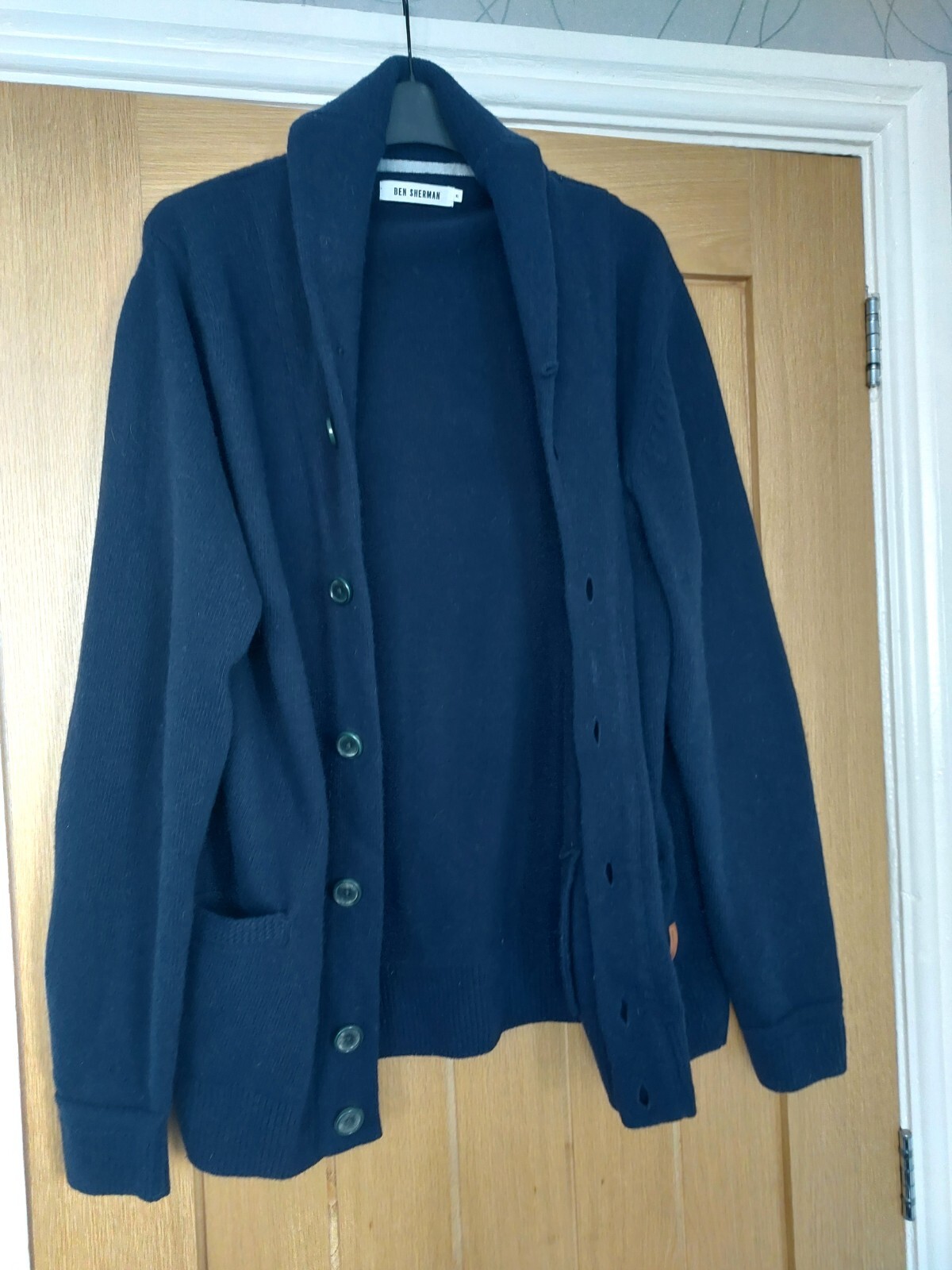 BEN SHERMAN SHAWL NECK NAVY BLUE MENS CARDIGAN SIZE XL eBay