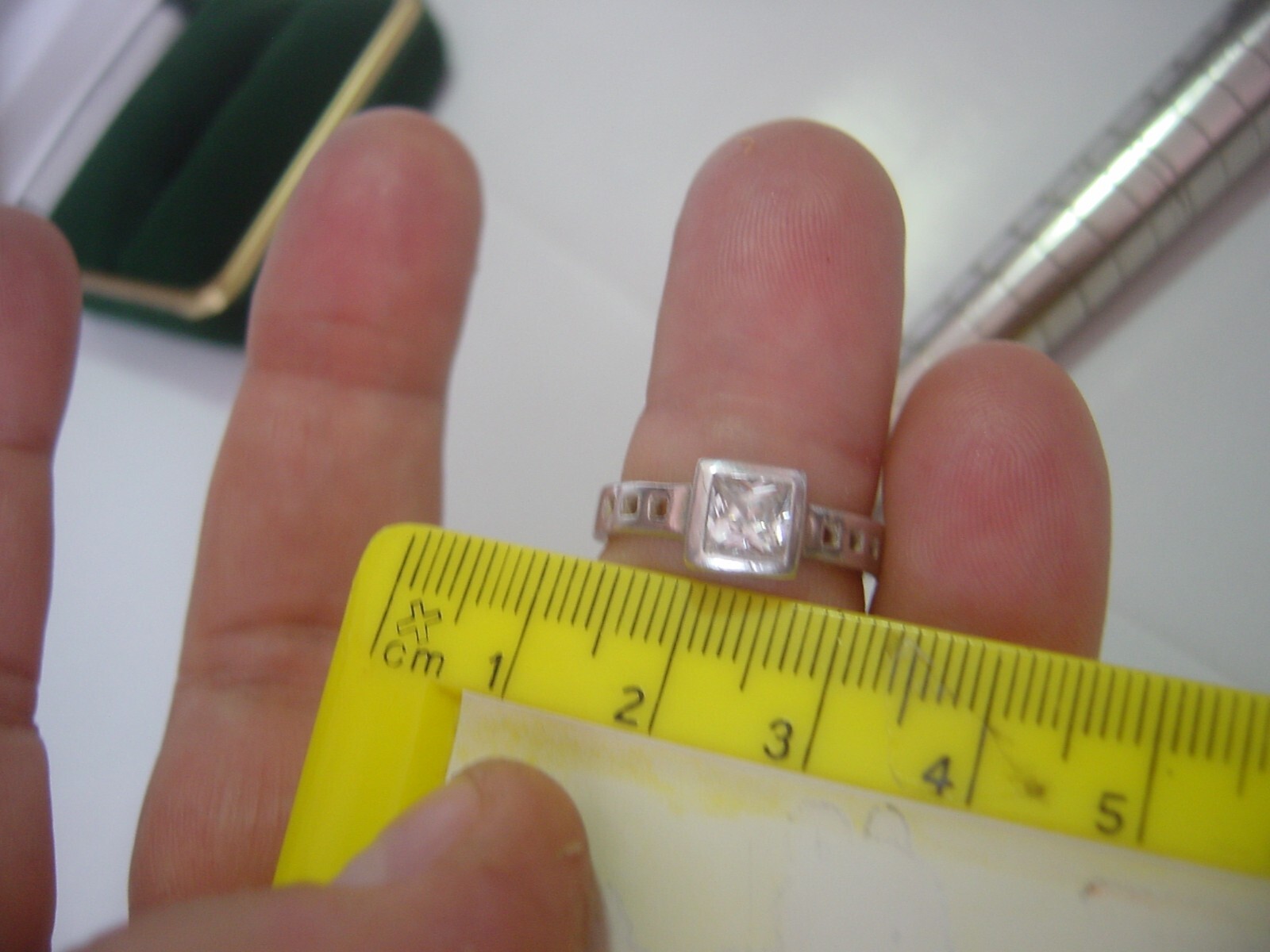 BEAUTIFUL SOLID SILVER RING-SUPERB SQUARE SPARKLY… - image 7