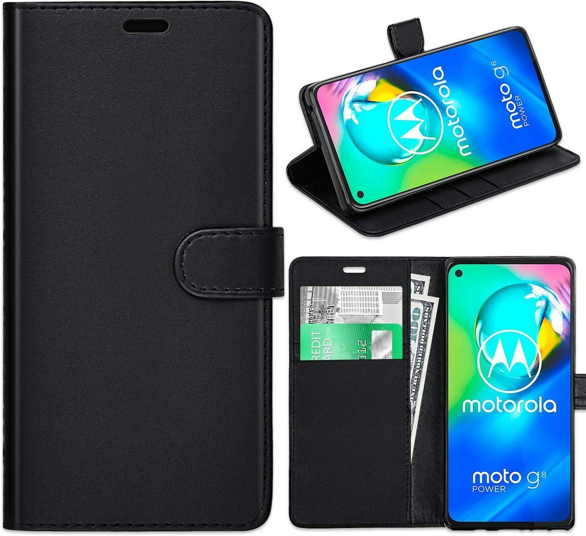 For Motorola Moto G8 Power Lite Plus Flip Leather Wallet Case