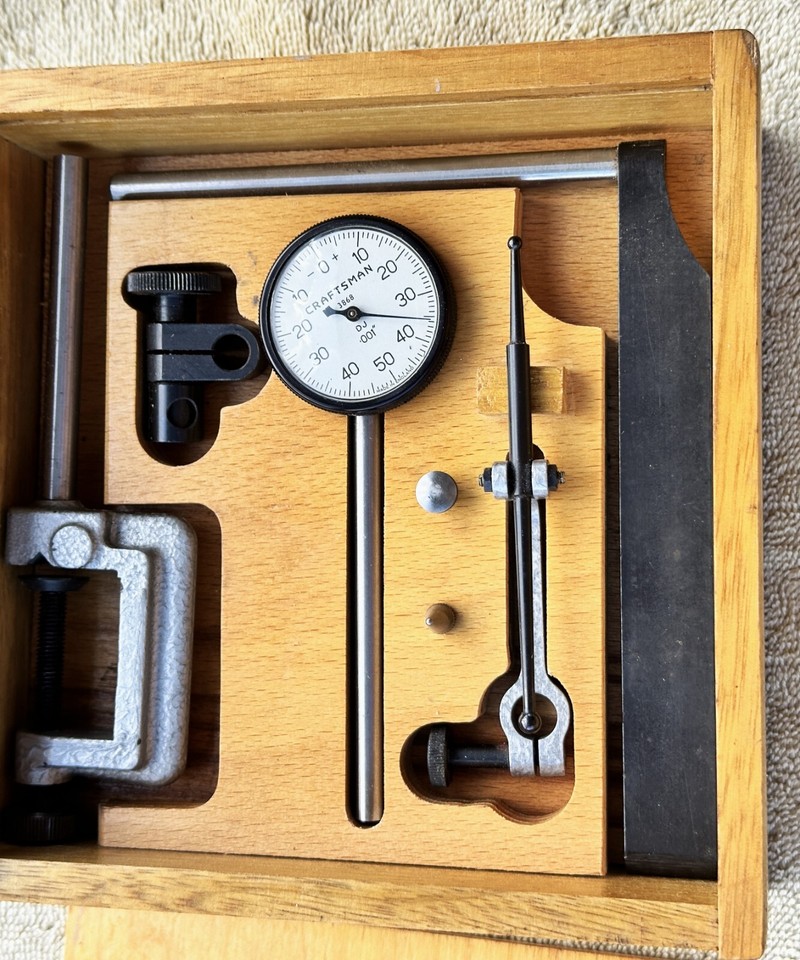 VINTAGE CRAFTSMAN 3868 PLUNGER DIAL INDICATOR TEST SET WITH WOOD ...